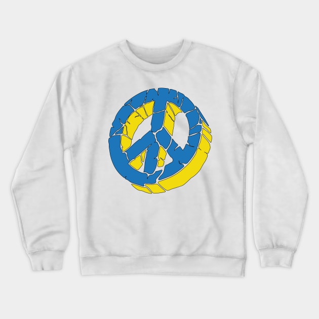 Blue and Yellow Peace Sign Ukraine Flag Colors Peace Symbol Crewneck Sweatshirt by Vive Hive Atelier